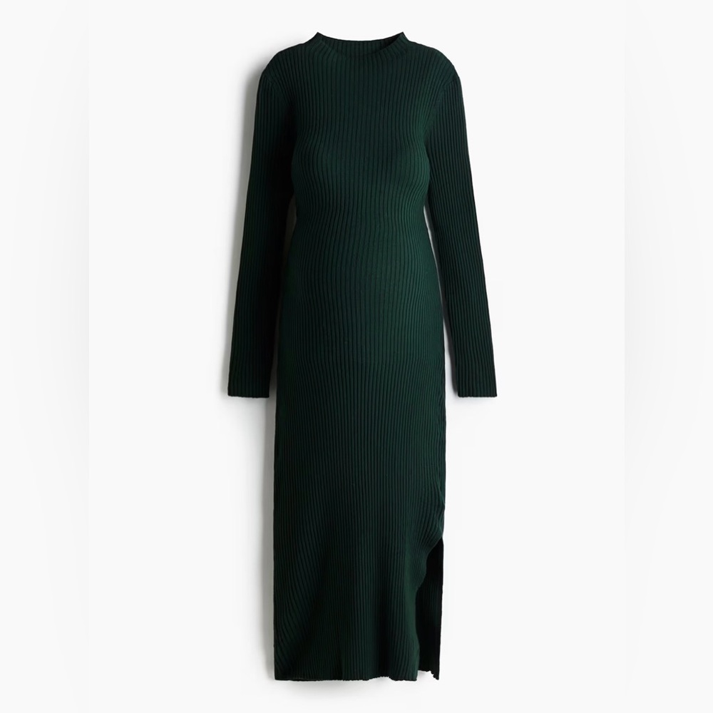 H&M MAMA RIB-KNIT MOCK TURTLENECK DRESS